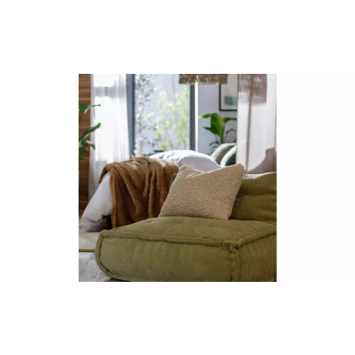 (Oatmeal) Faux Shearling Cushion - Machine Washable Polyester, 55x40cm