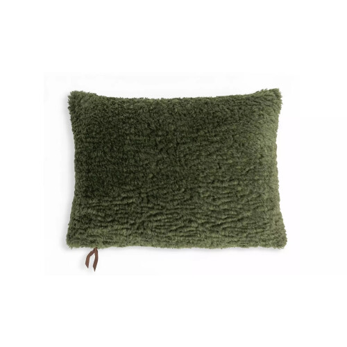 (Moss green) Faux Shearling Cushion - Machine Washable Polyester, 55x40cm 2