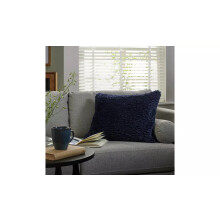 (Navy) Faux Shearling Cushion - Machine Washable Polyester, 55x40cm