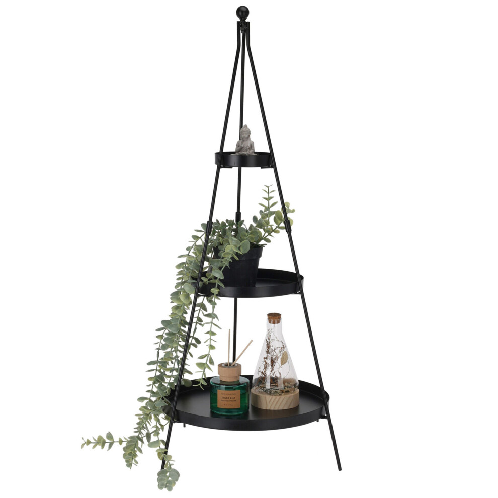 3 Tier Black Metal Pyramid Rack Display Stand Flower Plant Pot Holder