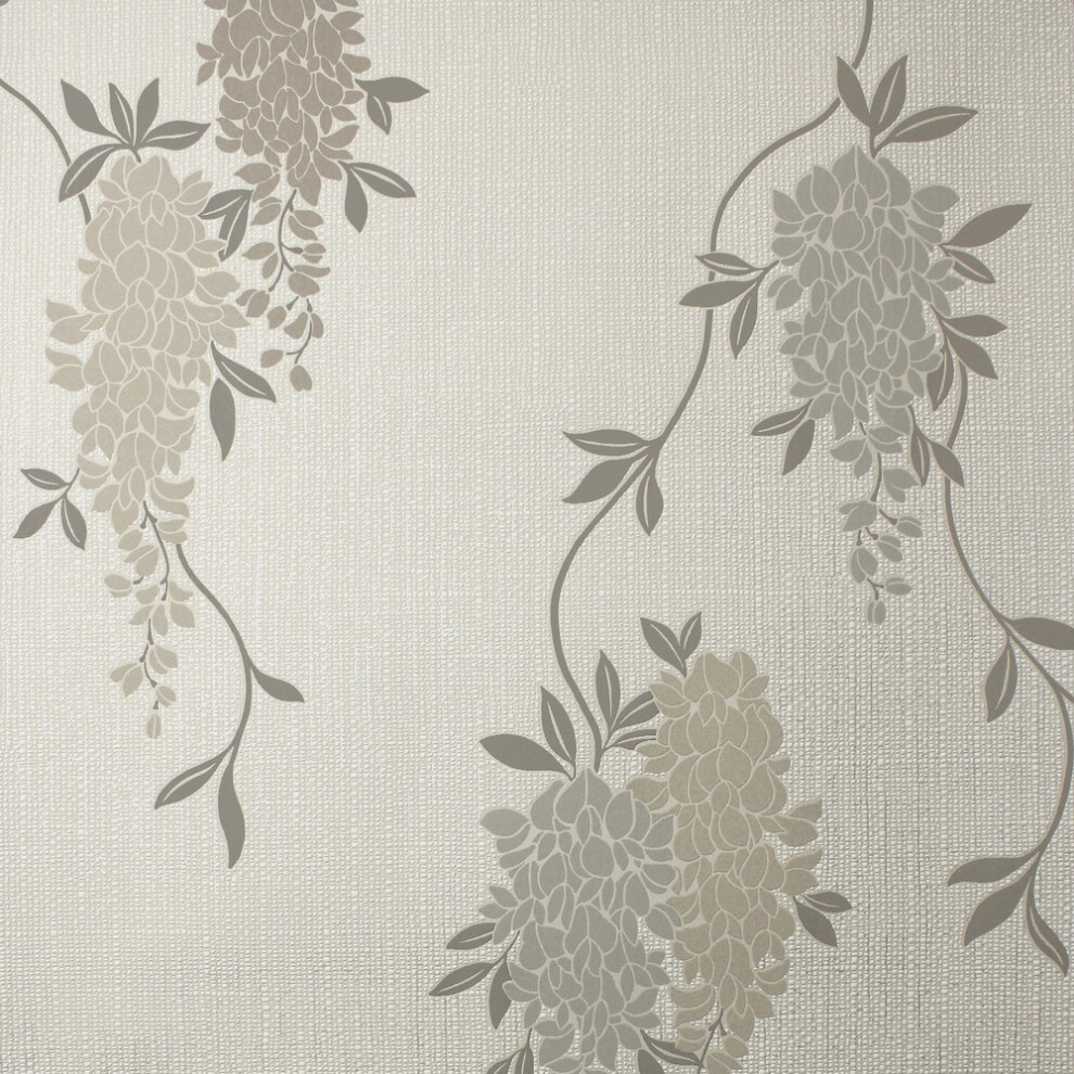 Fine Decor Wisteria Floral Neutral Wallpaper FD43673