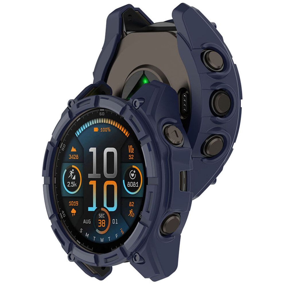 (Midnight ) Watch Protective Case Half Wrap Armor Skeleton Watch Case For Garmin Enduro3 Blue 663250737104