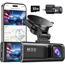 REDTIGER F7N Plus Dash Cam: 4K+1080P Front & Rear, 170/140 Wide, GPS, WiFi App, Night Vision, HDR, Loop Recording