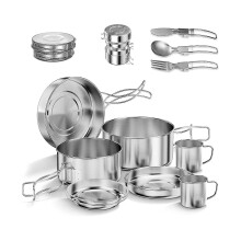 Camping Cookware Set,stainless Steel Camping Pot, Portable Outdoor Tableware Set, Foldable And Stac
