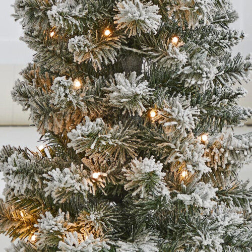 3ft Snowy Pre-Lit Artificial Potted Christmas Tree With 40 Warm White LED's 1
