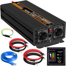 Rebirth 2500w Pure Sine Wave Power Inverter - 12v Dc To 220v/230v Ac Power Inverter - 2 Eu Ac Outlets And 1 Usb Port - Remote Control With 5m Remote C
