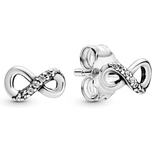 Pandora Pandora Moments Women's Sterling Silver Sparkling Infinity Stud Earrings 1
