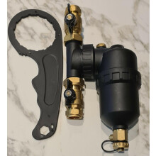 Magnetic Boiler Filter 22mm Inline Sludge Remover for Central Heating Systems - Includes Isolating Valves - 12000 Gauss Magnet TC-FILTER