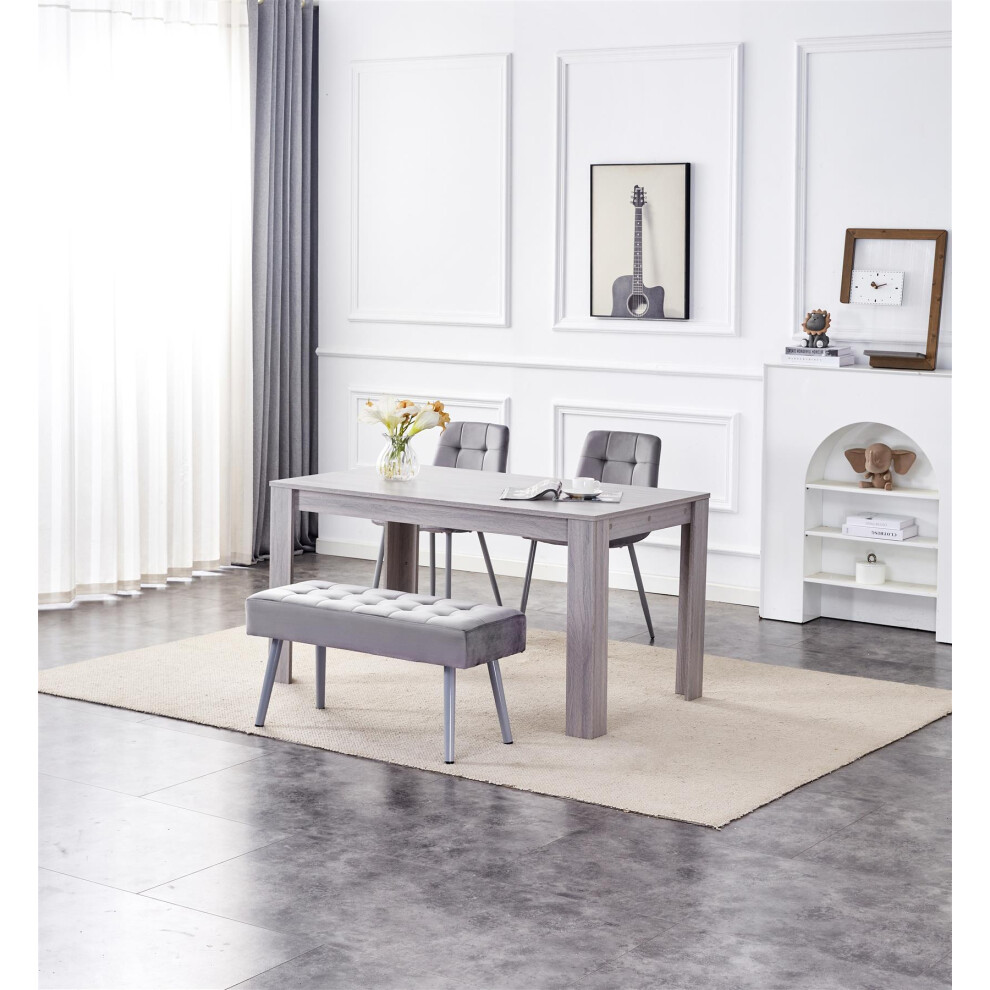 Dining Table and 2 Grey Velvet  Chairs With Bench-image-OPC-PFPXJ68-NEW