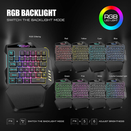 One Hand Mechanical Wireless Gaming Keyboard Rgb Backlit Portable Mini Keyboard Game Controller For 2