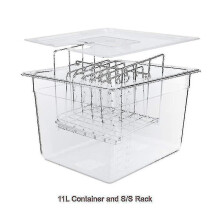 Stainless Steel Sous Vide Rack And 11l Sous Vide Cooker Containers Sets Detachable Dividers Separator For Immersion Circulators(,rack N 11l Container)
