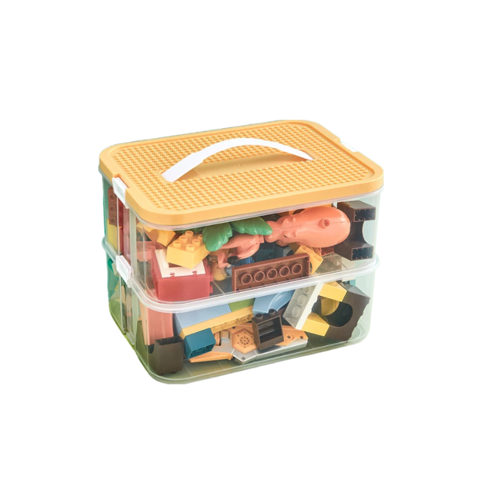 Storage Box Yellow Two Layers Stackable Organizer For Organisation Storage Boxes-image-OPC-PFPXPGF-NEW