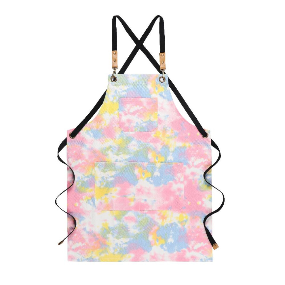 Kitchen Apron Green Creative Tie Dye Soft Cotton Unisex For Home And Garden Use Aprons