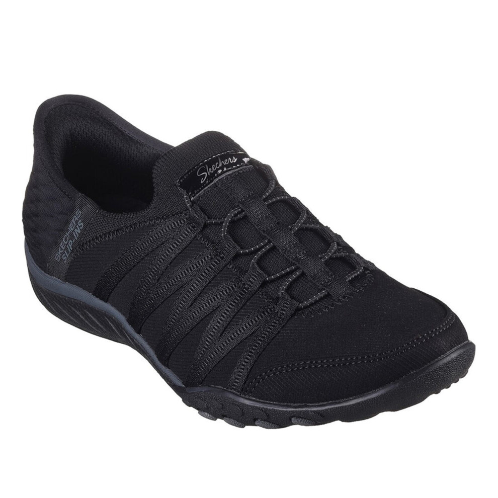 (3 UK, Black) Skechers Womens/Ladies Breathe Easy Roll With Me Wide Trainers