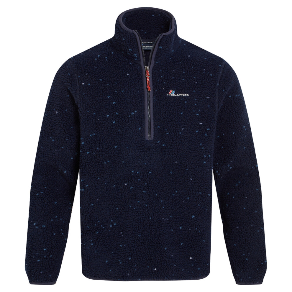 (L, Blue Navy) Craghoppers Mens Tatton Flecked Half Zip Fleece Top