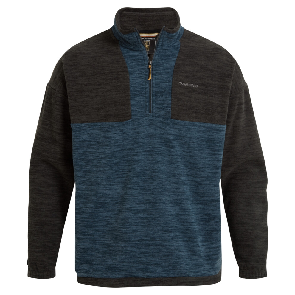 (S, Blue Stone) Craghoppers Mens Esk Colour Block Melange Half Zip Fleece Top