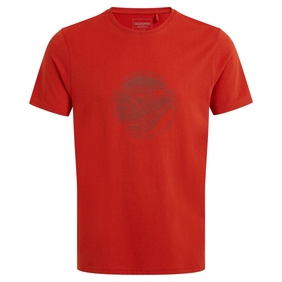 (M, Carnelian Orange) Craghoppers Mens Lucent Sunset Short-Sleeved T-Shirt