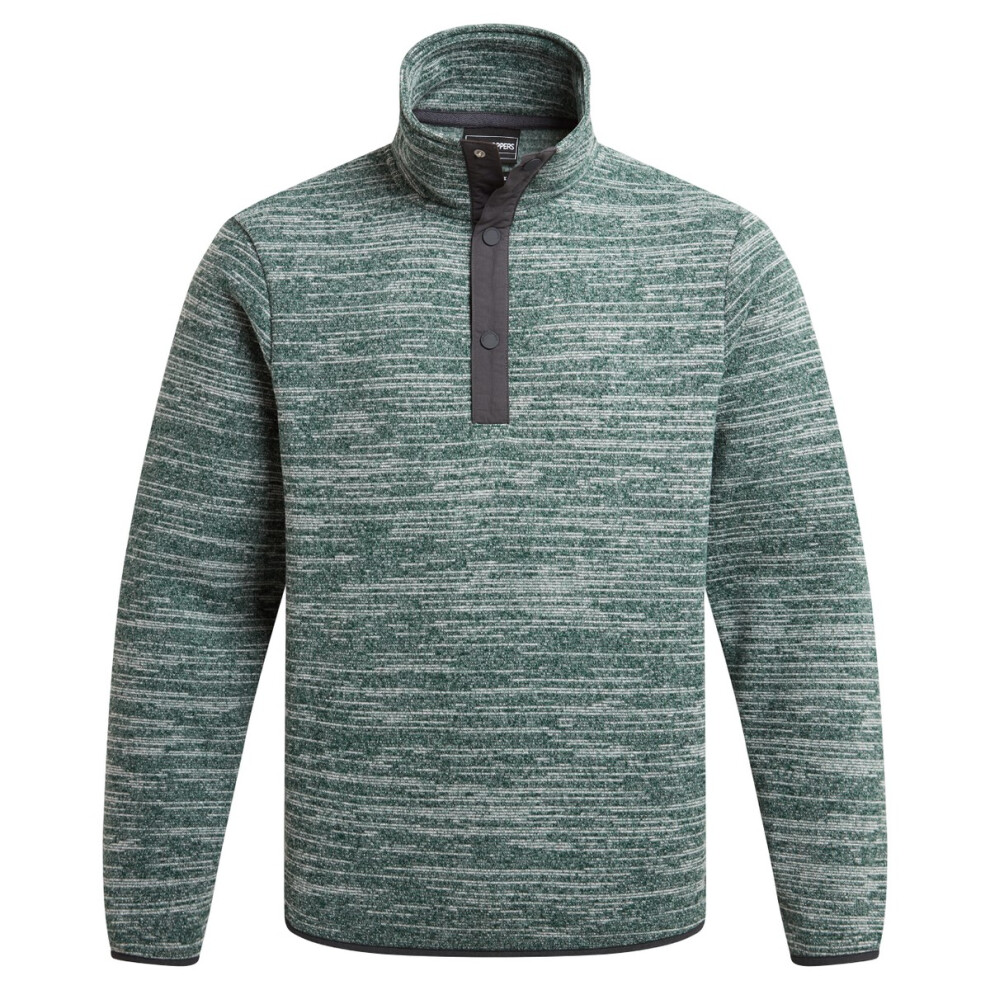 (L, Viridian) Craghoppers Mens Finnian Melange Overhead Fleece Top