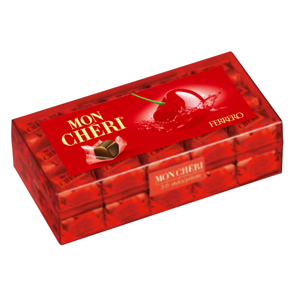 Mon ChÃ©ri Pralines, Chocolate Hamper Valentine's Day Gift Box, Fine Dark Chocolate with Whole Cherry in Liqueur Centre, Pack of 30 (315g)