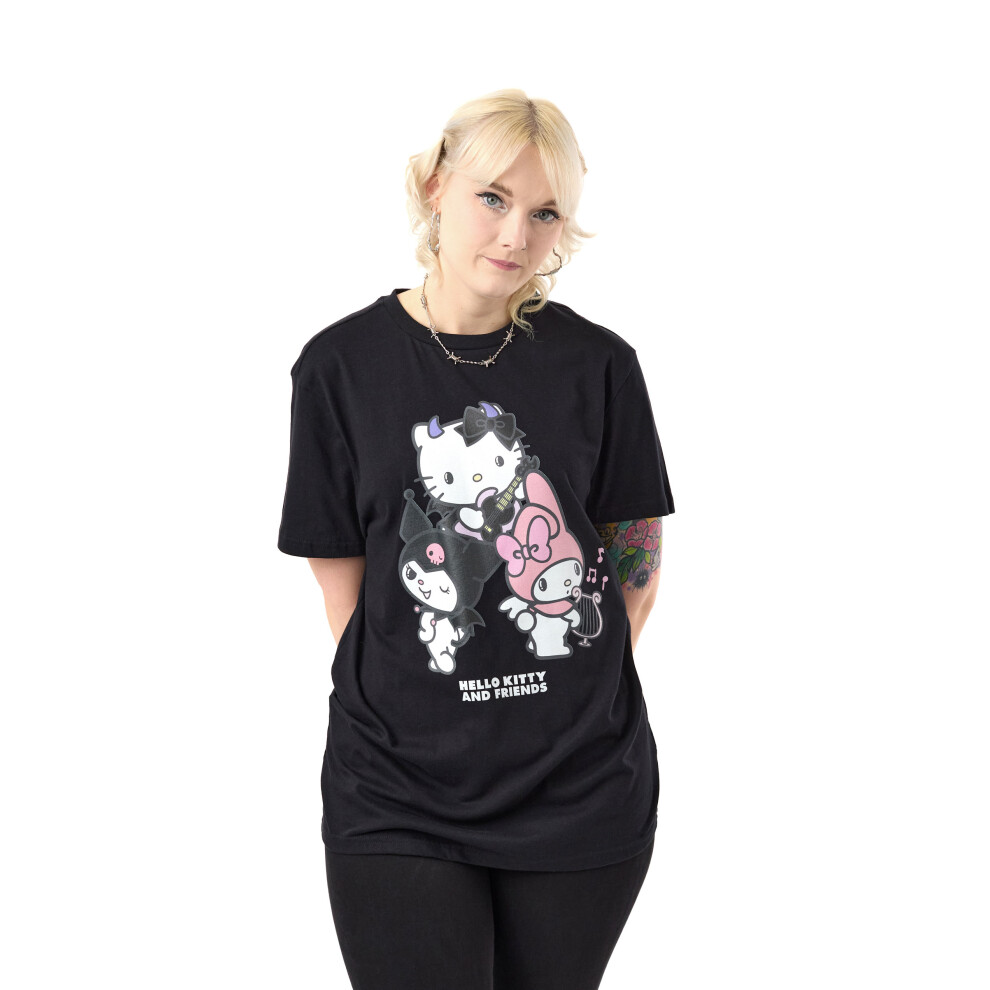 (Medium) Hello Kitty Short Sleeved T-Shirt (Womens Black)