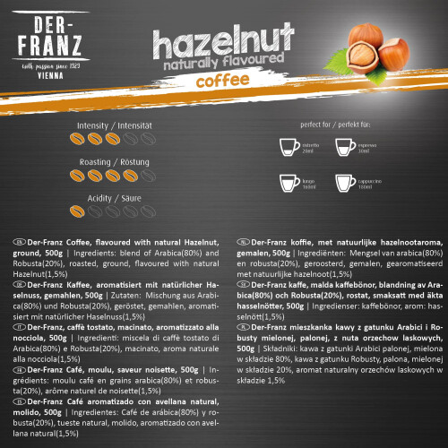 Coffee Medium Roast flavoured with Hazelnut, ground, 2 x 500 g 2