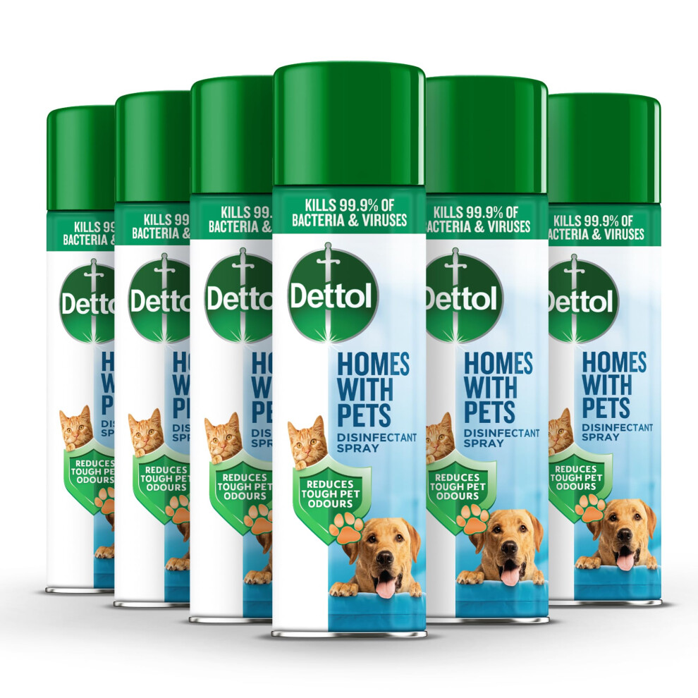 Homes With Pets Disinfectant Spray, Multipack Of 6 X 300ml, Total 1.8L, Cat Urine Odour Remover, Dog Spray, Pet Odour Eliminator, Dog Disinfectant,