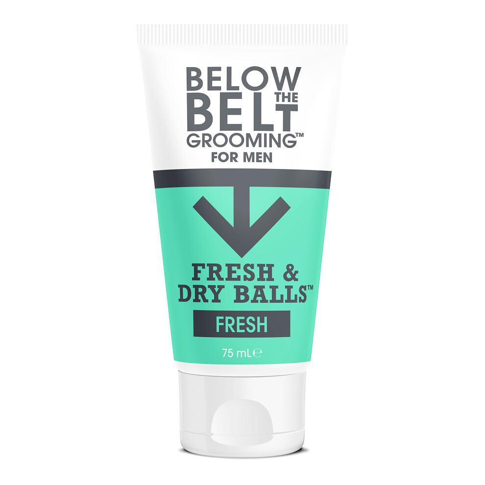 Below The Belt Grooming Fresh & Dry Ball, Intimate Deodorant And Anti Chafing Cream For Men, Protects Against Sweat, Odour And Chafing, Fresh Scent 75Ml