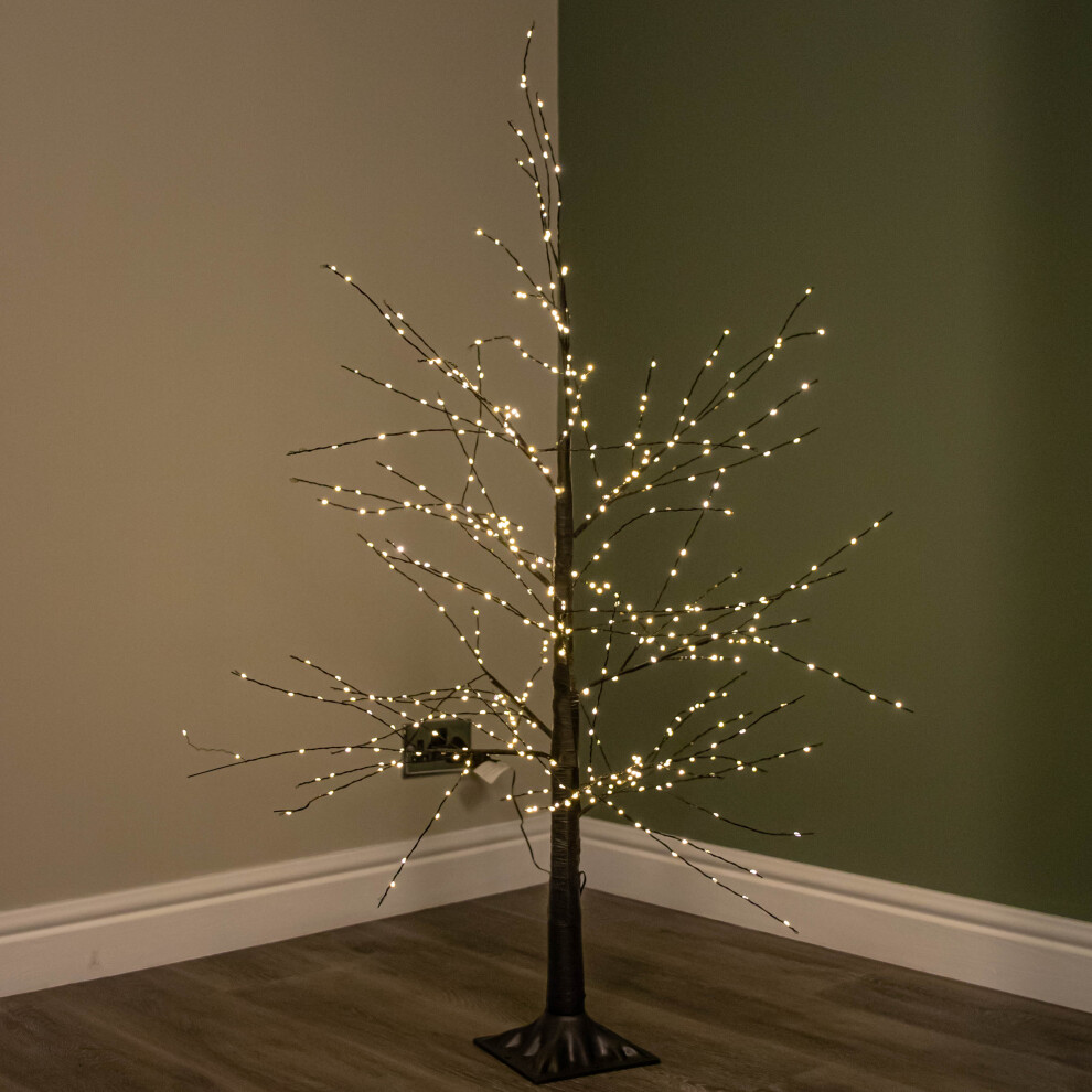 Snow Time Black Micro Dot Christmas Tree With 500 Static & Twinkling Warm White Leds 4Ft