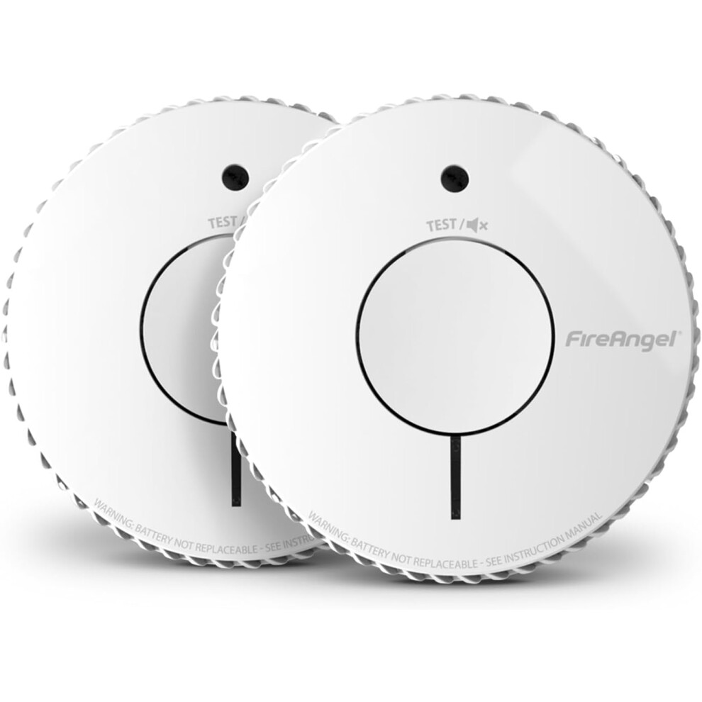 FireAngel Optical Smoke Alarm 2-Pack - FA6620 10-Year Battery Smoke Alarms for Home with Test/Silence Button Early Smoke Detector Fire Alarm