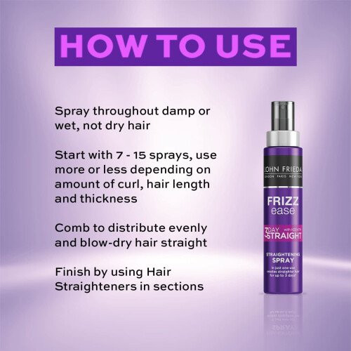 John Frieda Frizz Ease 3 Day Straight Semi Permanent Styling Spray, 100 ml 2