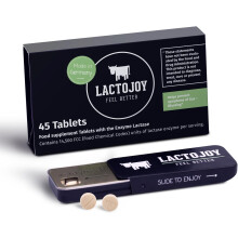 LactoJoy Lactase Tablets | Helps With Lactose Intolerance | Contains 45 Pcs. of Extra-Strength Dose Lactase Enzyme Tablet 100% Vegan