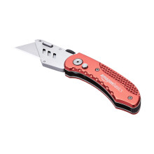 Durable Folding Utility Knife with Aluminum Body, Red