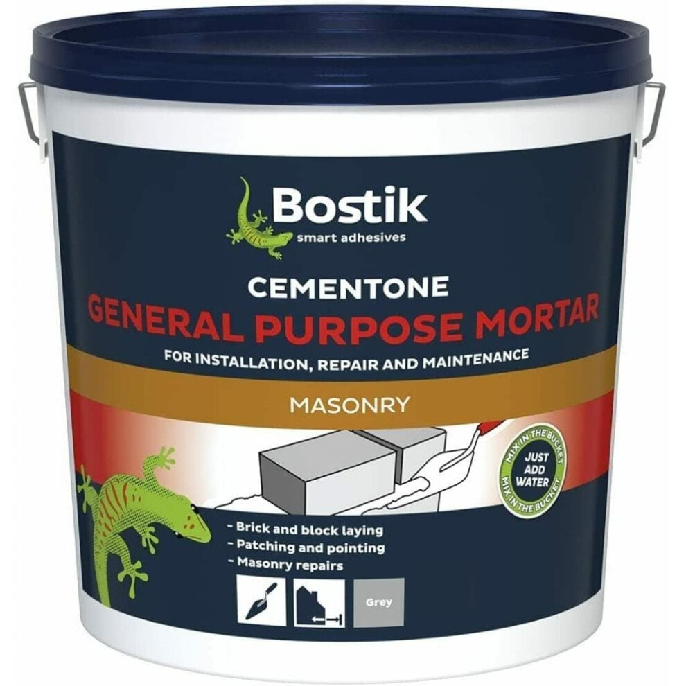 Cementone General Purpose Mortar, Pre-Mixed, Easy to Use, For Interior & Exterior Repairs & Maintenance, Colour: Grey, Size: 5kg (Packaging may vary)