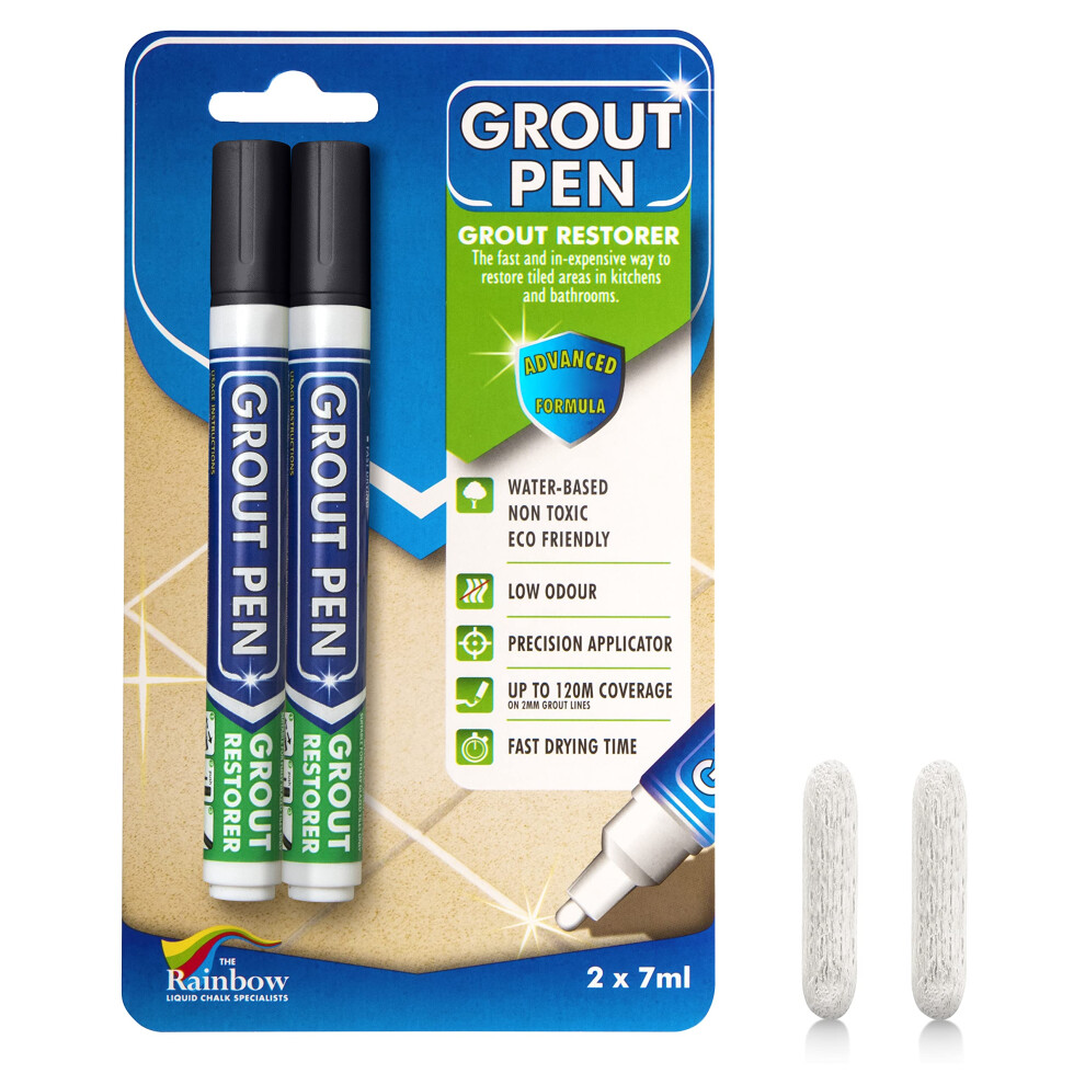 Twin Pack (Black) Grout Pen - Designed For Restoring Tile Grout In Bathrooms & Kitchens 5030105000945