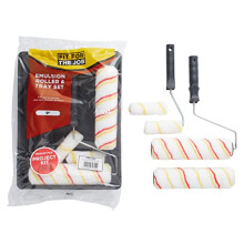 Fit For The Job 7-Piece Emulsion Paint Roller Set - 2x 9in & 2x Mini Rollers, Frames & Tray (FRRT003)