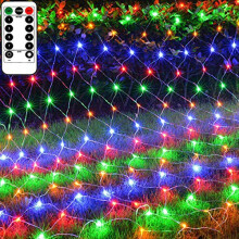 Patio Garden Net Light String Led Outdoor Waterproof Battery Operated,8 Modes Remote Timer Dimmable,Multi-Colored Mesh Light for Bush Deck Fence Wall