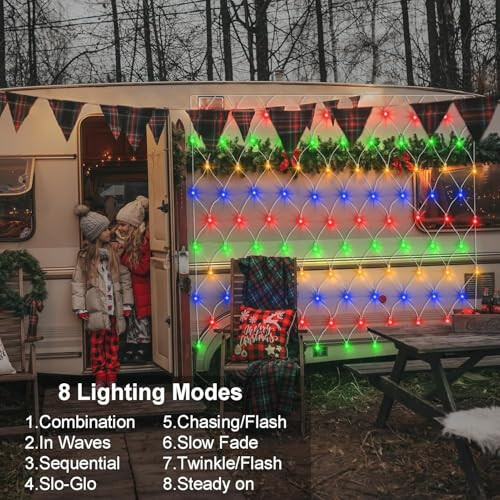 Patio Garden Net Light String Led Outdoor Waterproof Battery Operated,8 Modes Remote Timer Dimmable,Multi-Colored Mesh Light for Bush Deck Fence Wall 1