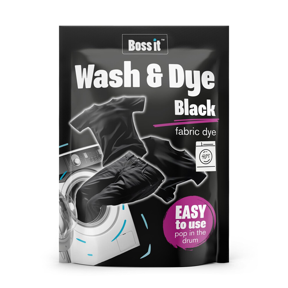 Wash & Dye Black, Intense Black Dye for Clothes - Just Pop in The Drum, Easy to Use Fabric Dye Washing Machine, Black Clothes Dye for Washing Machine,