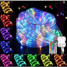 LED Rope Lights, 33Ft 100LED RGBW Christmas String Lights Outdoor Tube Lights Waterproof with Remote, 16 Colors Decorative Lights for Party Wedding