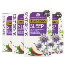 Superblends Sleep Tea - Spiced Apple & Vanilla Herbal Tea Infusion with Camomile & Passion Flower - 80 Biodegradable Tea Bags
