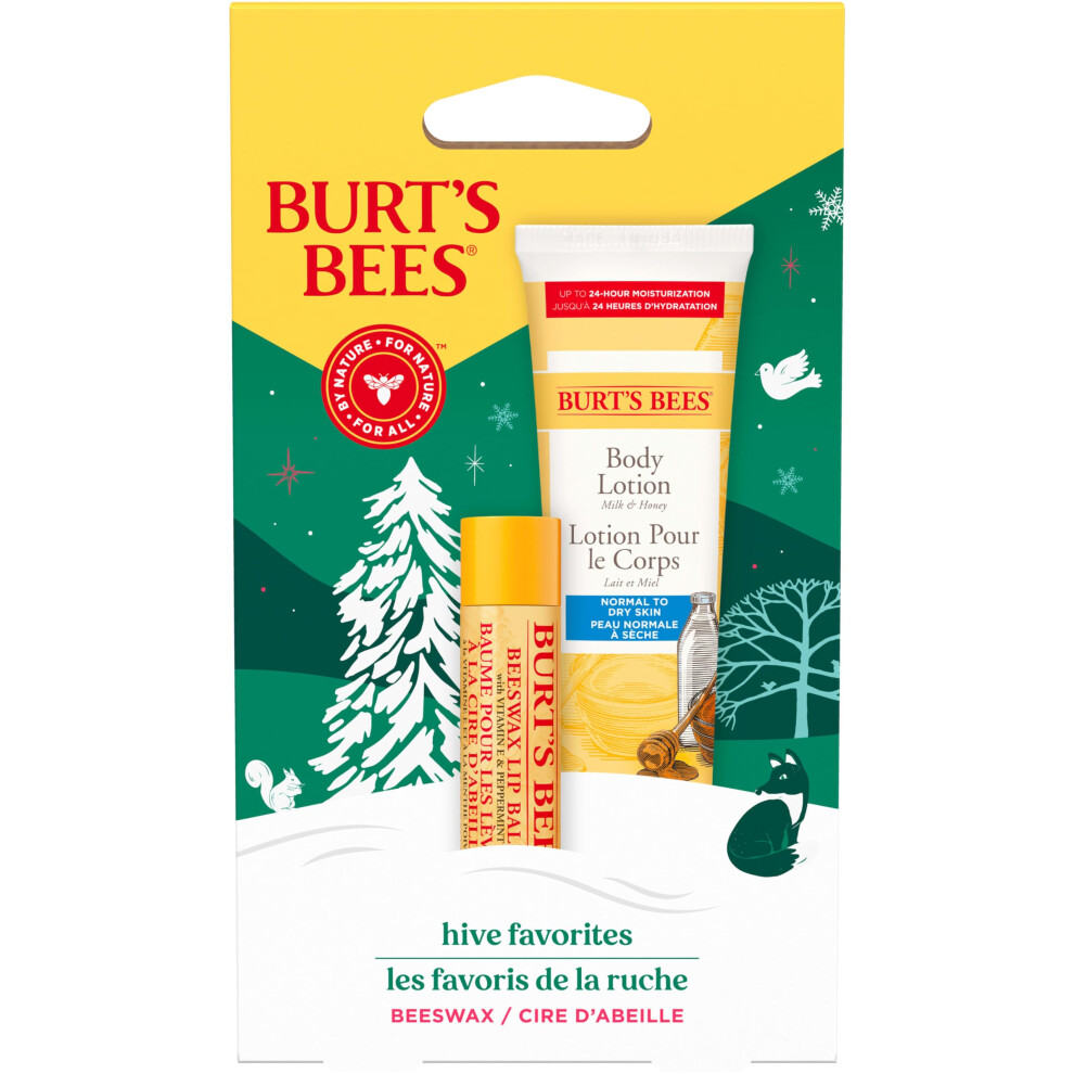 Gift Set for Lip & Body, Beeswax Lip Balm & Mini Milk & Honey Body Lotion, Hive Favorite Limited Edition