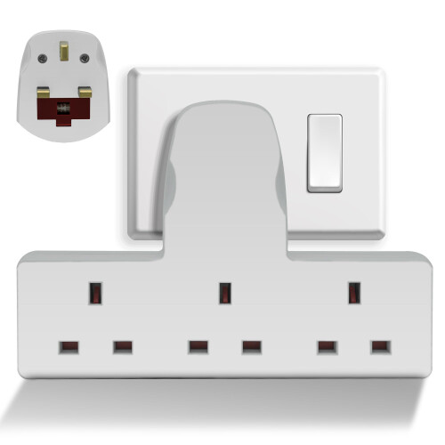 3 Way Plug Extender, Extension Plug 3 Outlet Multi Plug Adapter Surge Protector Plug, Triple Adapter Plug Extension Socket Uk Multi Plug Adaptor 3 Way