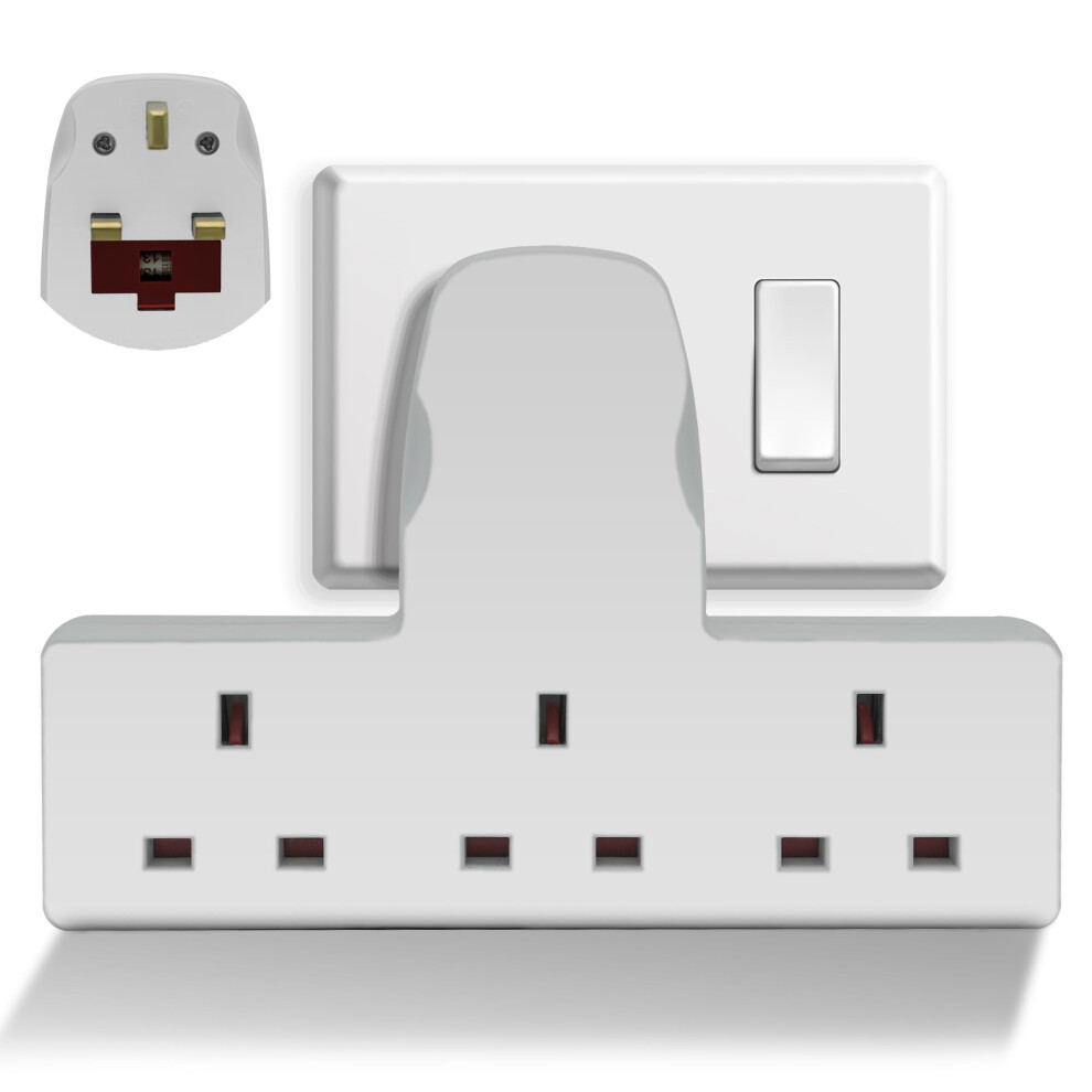 3 Way Plug Extender, Extension Plug 3 Outlet Multi Plug Adapter Surge Protector Plug, Triple Adapter Plug Extension Socket Uk Multi Plug Adaptor 3 Way