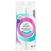Cotton Wool Round Pads, 200 Count, Certified Organic, 100% Pure Cotton Wool, Soft and Absorbent, Gentle on Skin, Dermatologically Tested, Bulk Pack