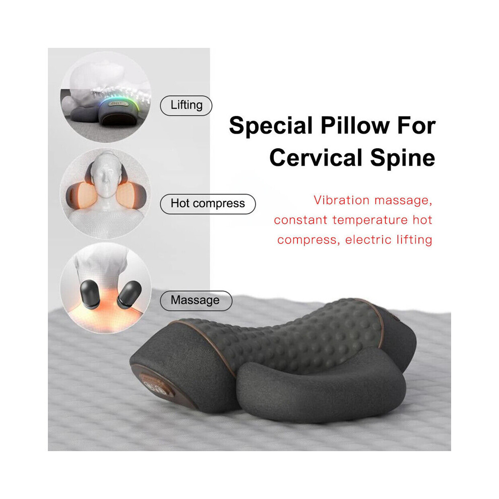 Electric Massager Cervical Pillow Hot Compress Vibration Massage Neck Traction Relax Sleeping Memory Foam Pillow Spine Support