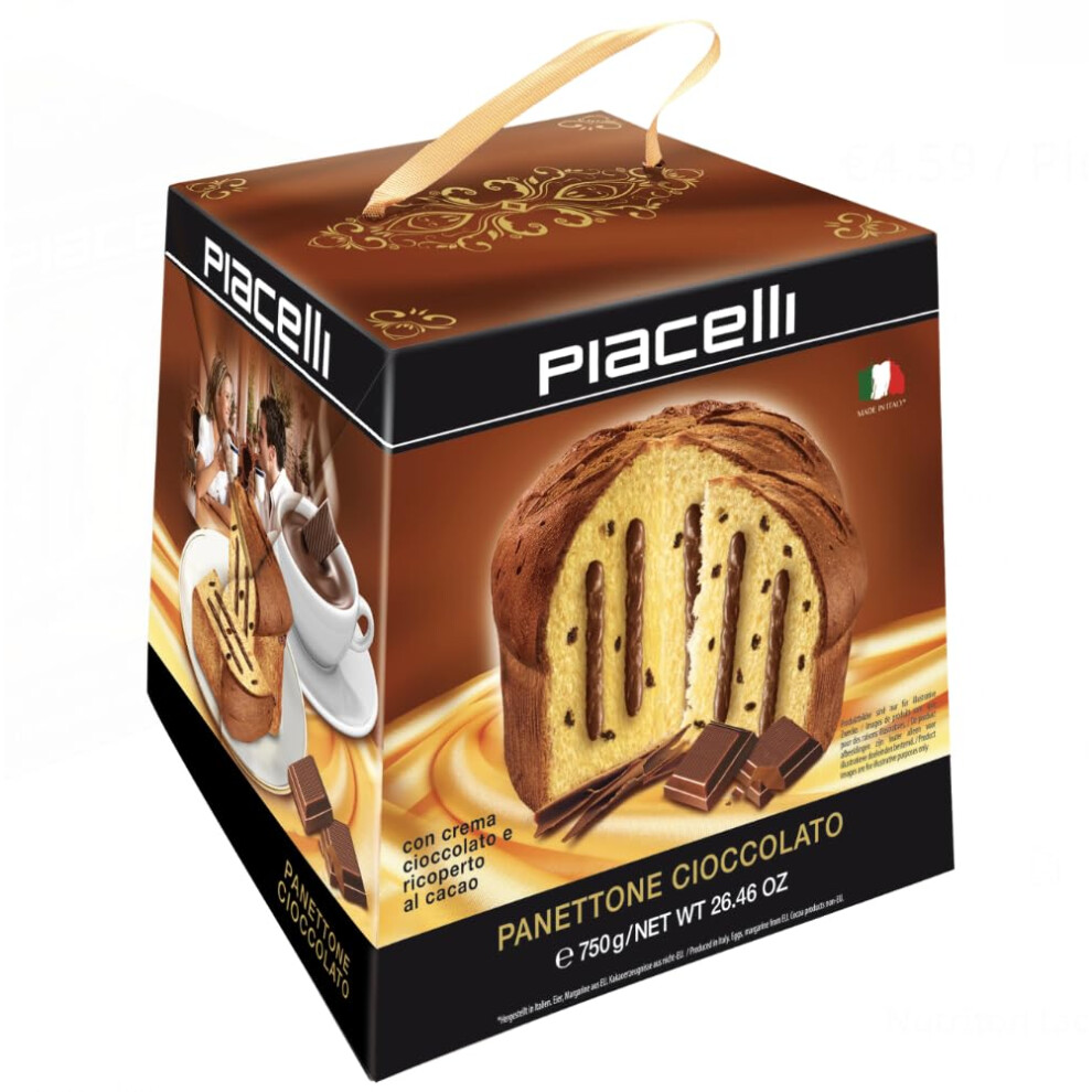 Christmas Cake - Panettone Gift Box | Traditional Italian Chocolate Christmas Cake | Indulgent Chocolate Chip & Cream Panettone | PIACELLI Traditional