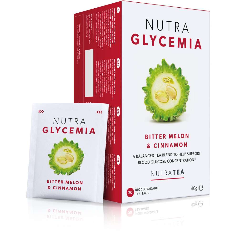 Nutra Tea Nutraglycemia - Blood Glucose Tea | Diabetes Tea - For Blood Sugar Control & Diabetics - Includes Bitter Melon (Karela), Ceylon Cinnamon & Fenugreek