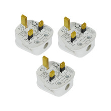 13A 3 Pin Plug UK | White 13amp Electrical Plugs | Pack of 3 | 13APLUG3PK5