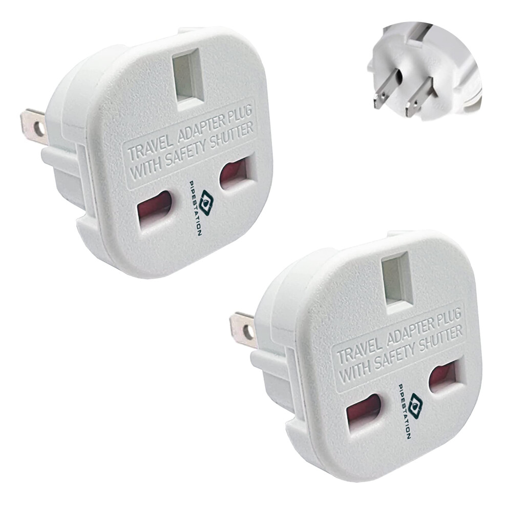 UK to US Plug Adaptor x2 - UK to US Plug Adapter - UK 3 to American 2 Flat Pin - UK to USA plug adapter - UK to Japan Plug Adapter - Japan Travel
