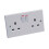 Double Wall Socket & Back Box Pattress. Twin 2 Gang Switched Plug Electrical 2